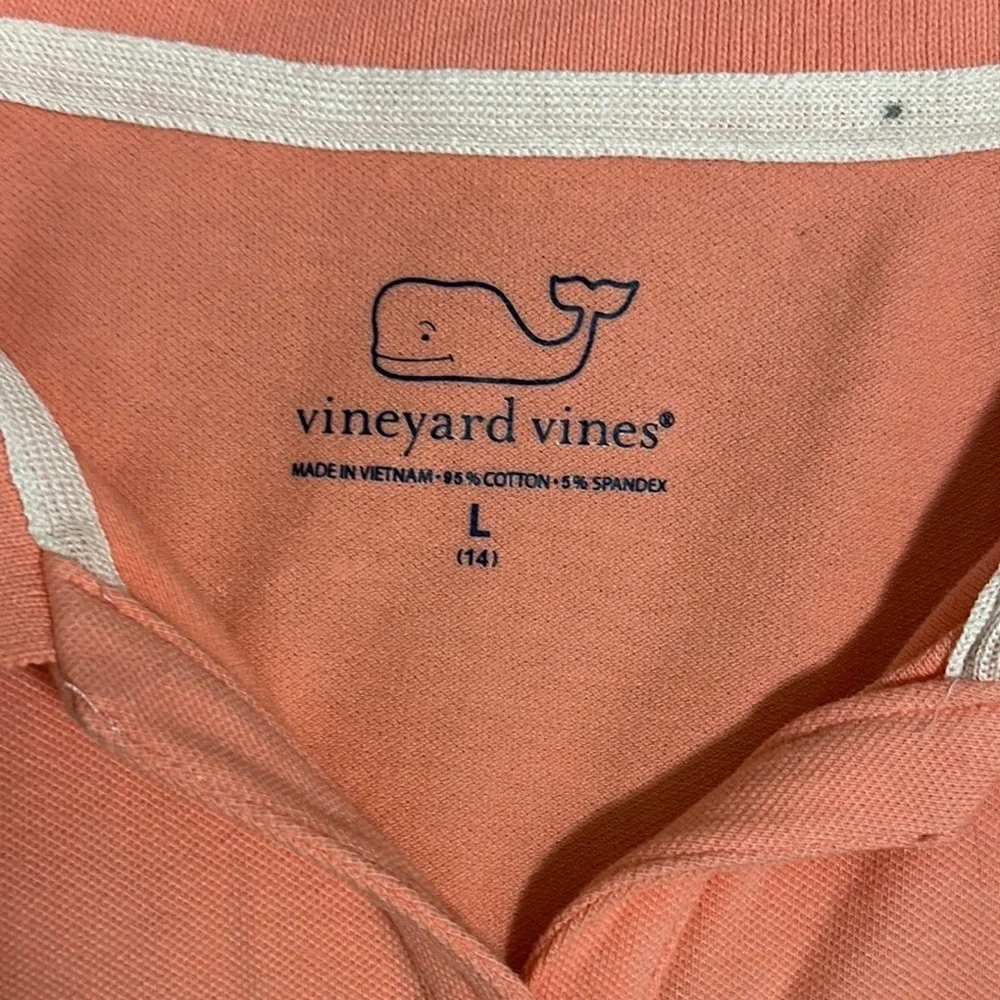 Vineyard Vines Girls Size Large/14 Sleeveless Polo Peach Cotton Spandex